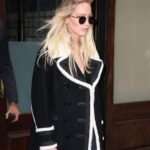 Jennifer Lawrence Black Suede Leather Coat