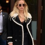 Jennifer Lawrence Black Suede Leather Jacket