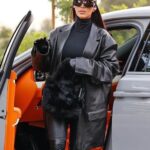 Kim Kardashian Black Leather Blazer