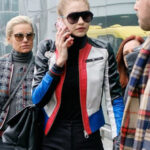 Gigi Hadid Multi Color Biker Leather Jacket
