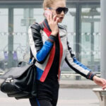 Gigi Hadid Multi Color Biker Leather Jacket Women
