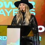 Billboard-Country-Power Players Lainey Wilson Fringe Black Leather Jacket