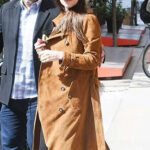 Dakota Johnson Brown Suede Leather Coat