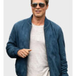 Brad Pitt F1 Blue Bomber Leather Jacket