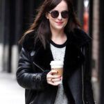Dakota Johnson Black Shearling Leather Jacket