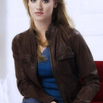 Yvonne Strahovski Brown Leather Jacket