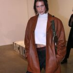 Bella Hadid Leather Trench Brown Coat