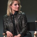 Dianna Agron Black Leather Jacket