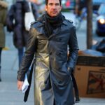 Dylan Mcdermott Double Breasted Black Leather Coat