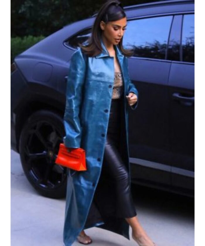 Kim Kardashian Street Wear Leather Coat