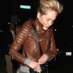 Sharon Stone Leather Coat