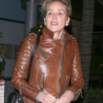 Sharon Stone Leather Trench Coat