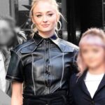 Sophie Turner Black Leather Shirt