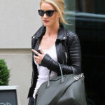 Rosie Huntington Whiteley Black Biker Jacket