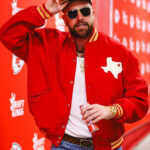Travis Kelce Texans Red Varsity Wool Jacket