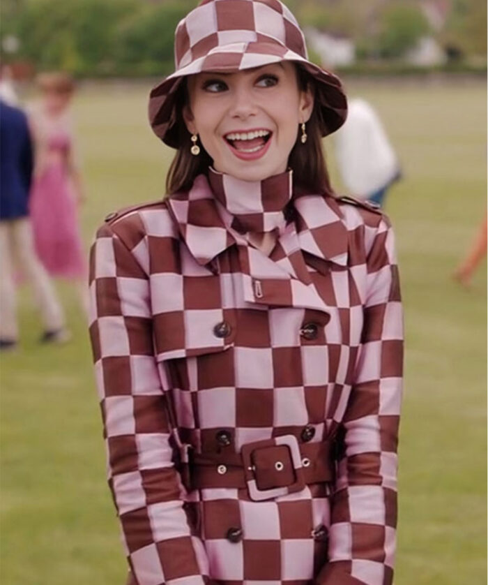 Emily In Paris Lily Collins Checked Coat