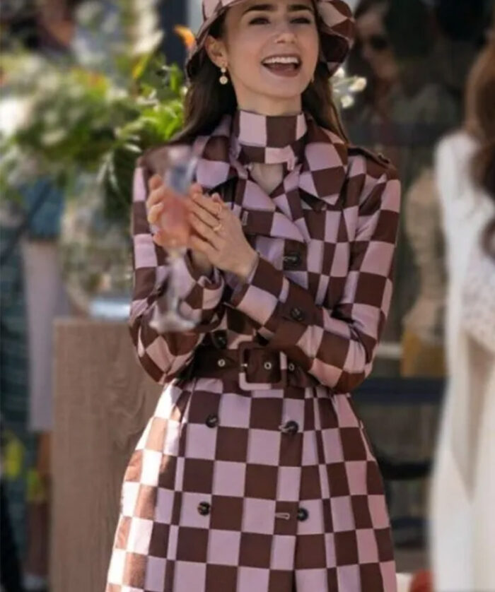 Emily In Paris Lily Collins Checked Coat Women