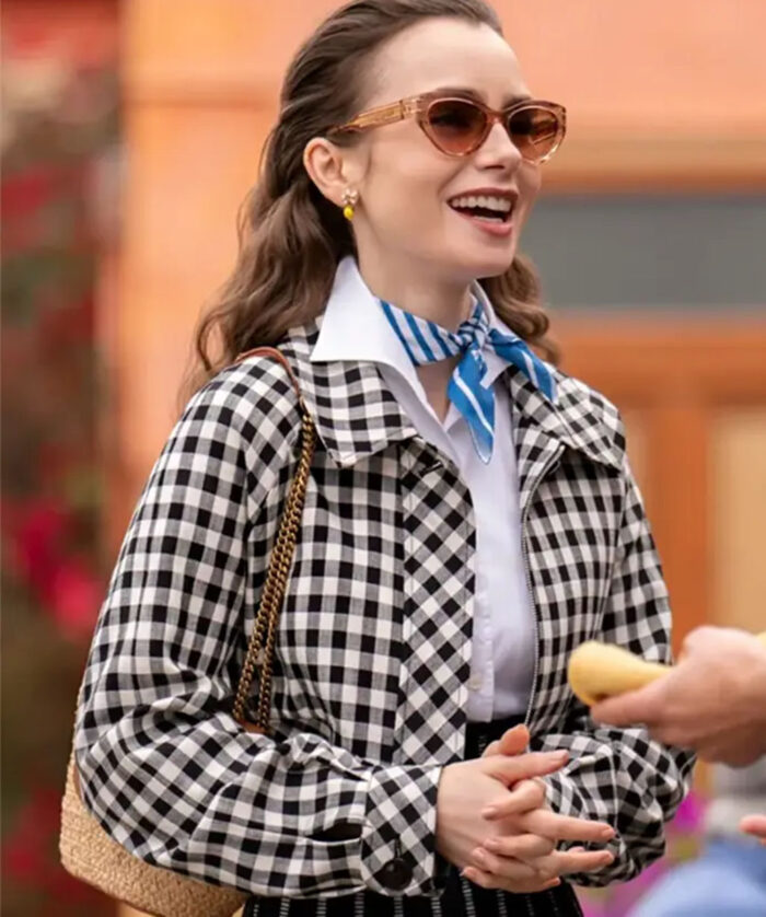 Emily In Paris Season 4 Lily Collins Plaid Jacket Sale