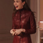 Emily in Paris Season 4 Lily Collins Red Leather coat