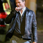Wolfs 2024 Brad Pitt Black Leather Jacket US