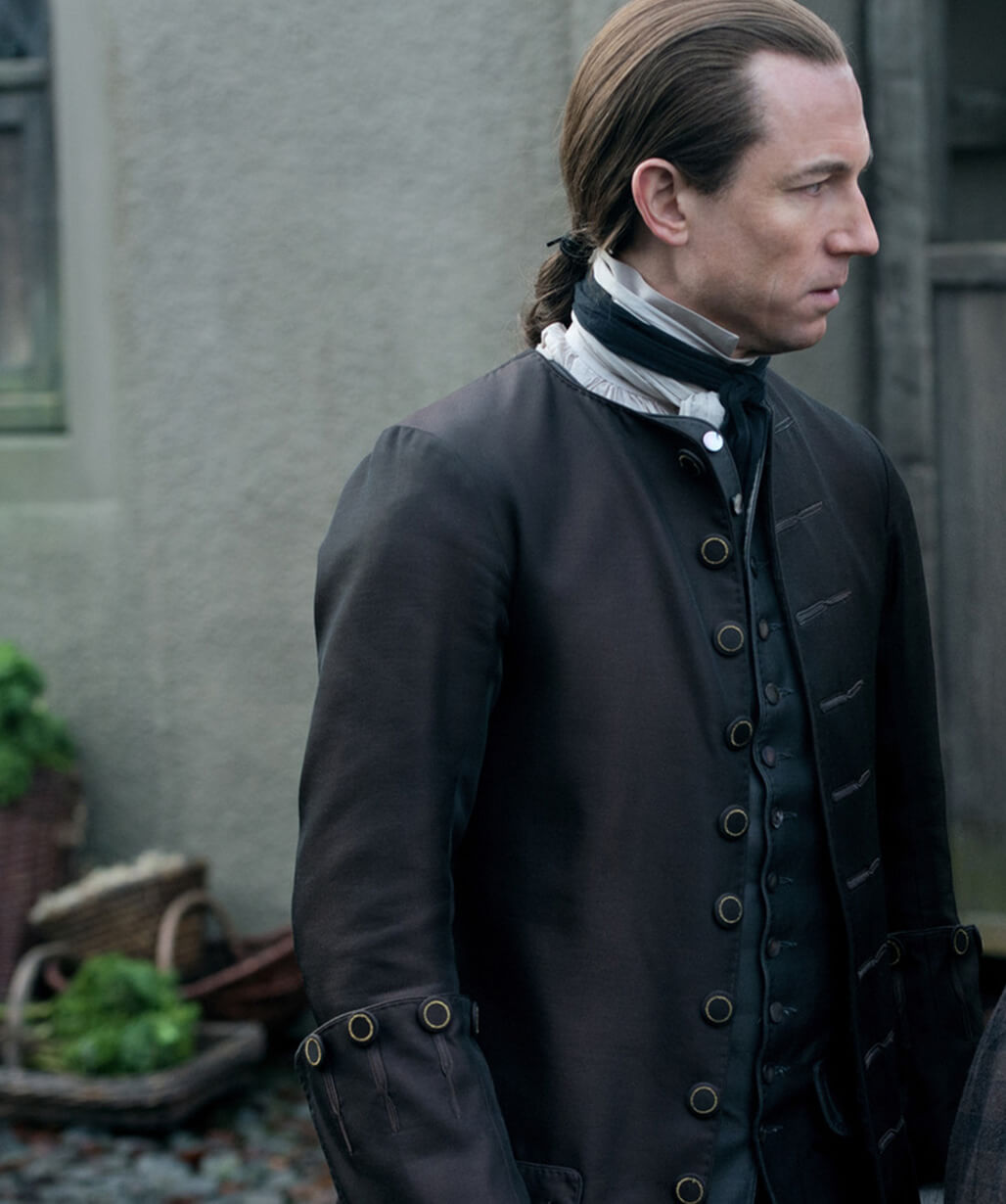 Jonathan Randall Outlander S02 Black Leather Coat - USA Leather Factory