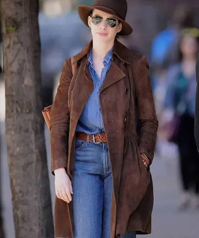 Anne Hathaway Suede Coat