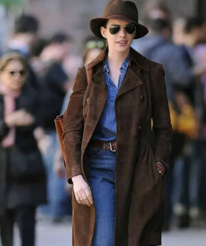 Anne Hathaway Suede Coat