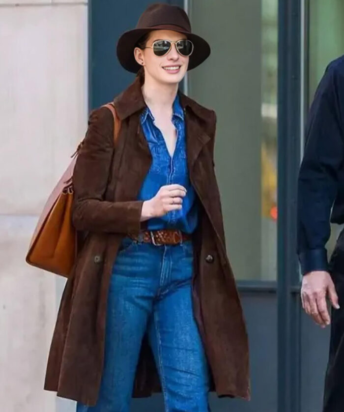 Anne Hathaway Suede Coat