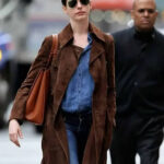 Anne Hathaway Suede Coat