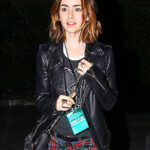 Lily Collins Biker Jacket