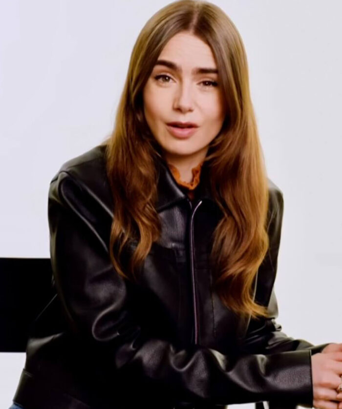 Lily Collins Leather Jacket