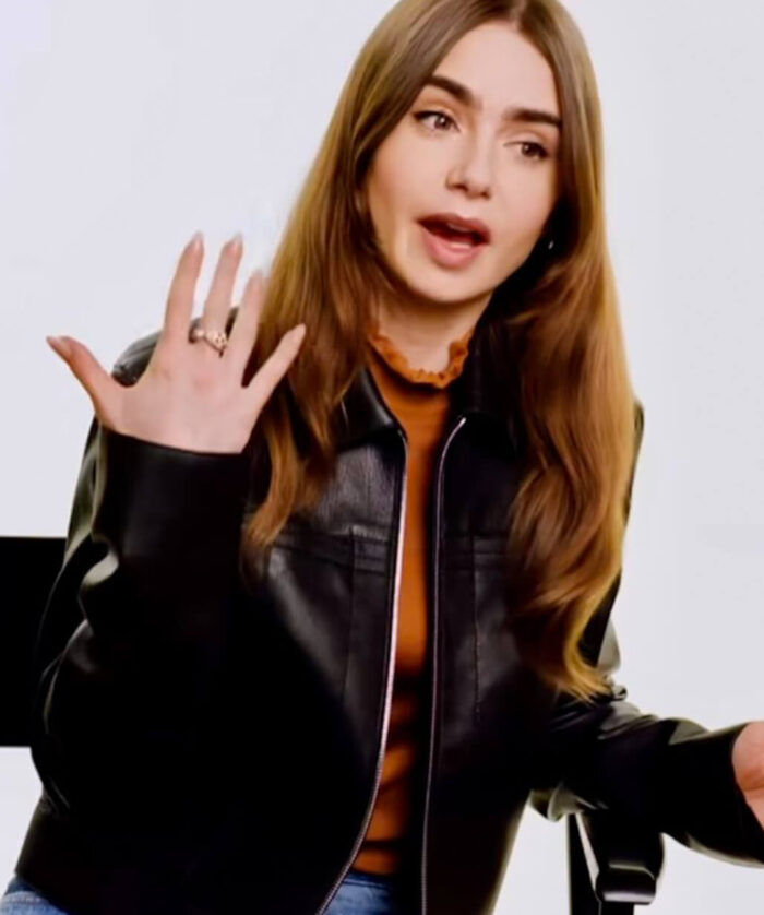 Lily Collins Leather Jacket