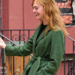 Elle Fanning Green Coat