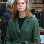 Elle Fanning Green Coat