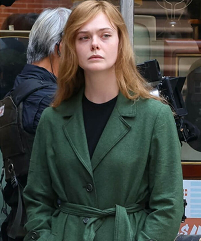 Elle Fanning Green Coat