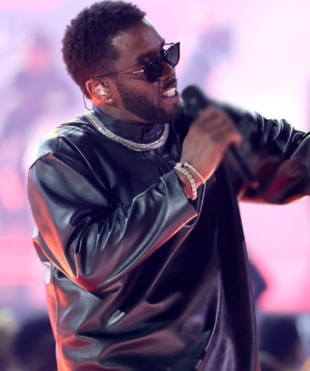 Billboard Music Award Sean Diddy Black Leather Jacket