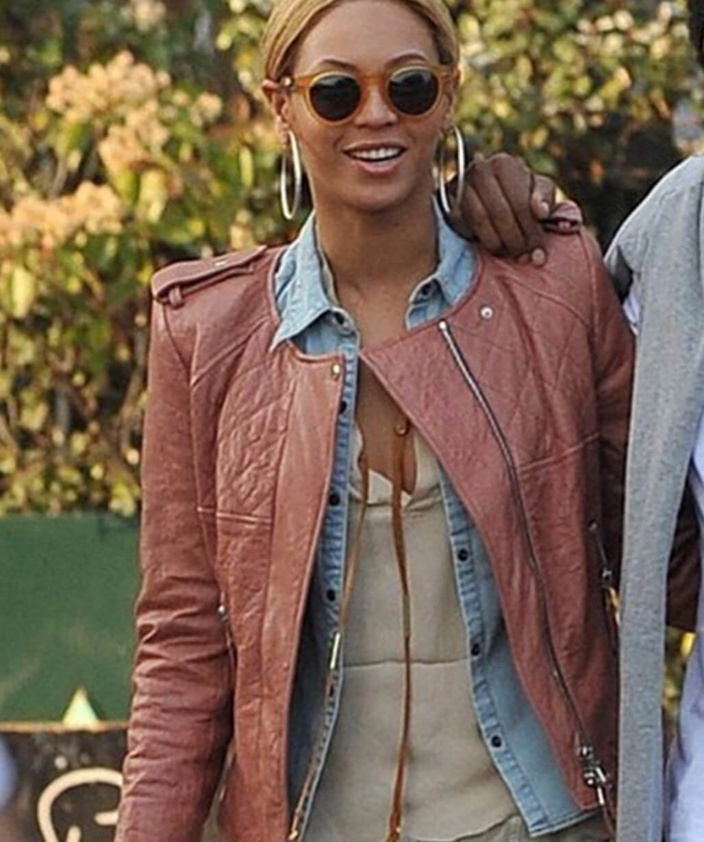 Beyonce Pink Leather Jacket - USA Leather Factory