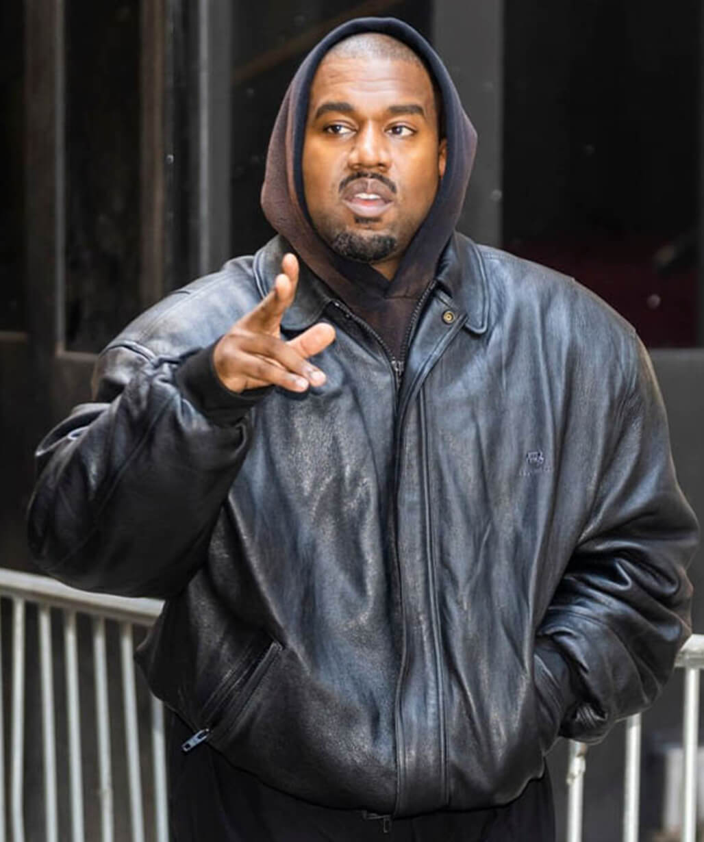 Kanye West Yeezy Black Leather Jacket - USA Leather Factory