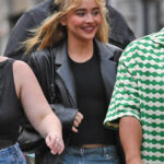 Sabrina Carpenter Black Leather Trench Coat