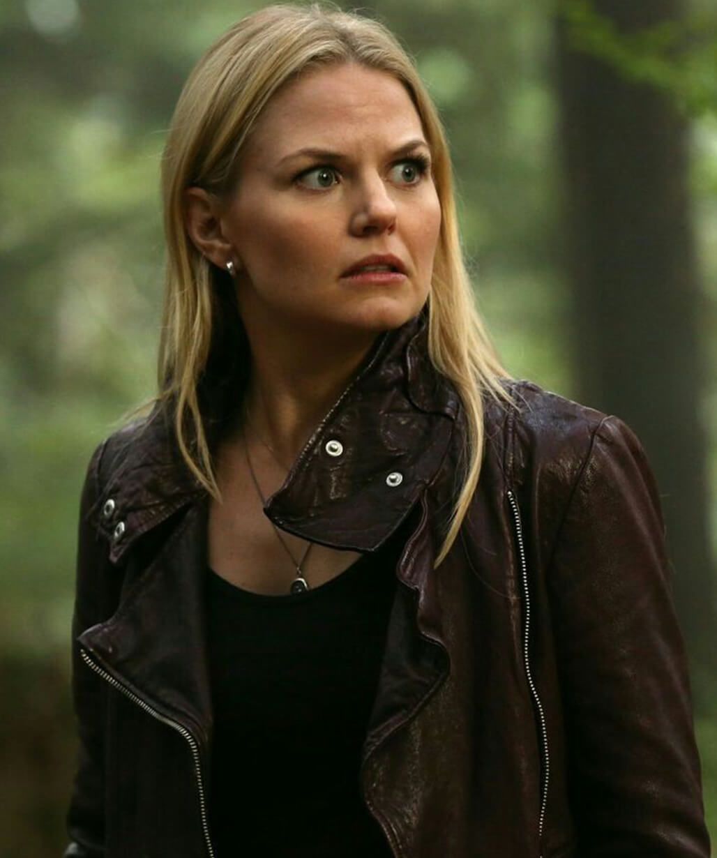 Once Upon A Time Emma Swan Trucker Leather Jacket Medium / Dark Brown