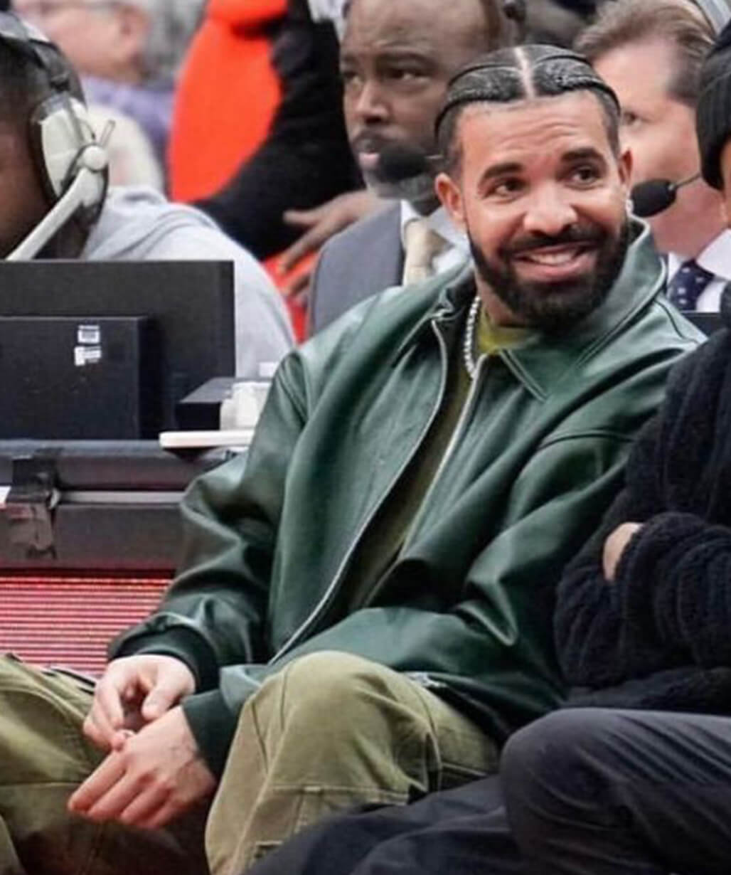 Champagne Papi Drake Green Leather Jacket - USA Leather Factory