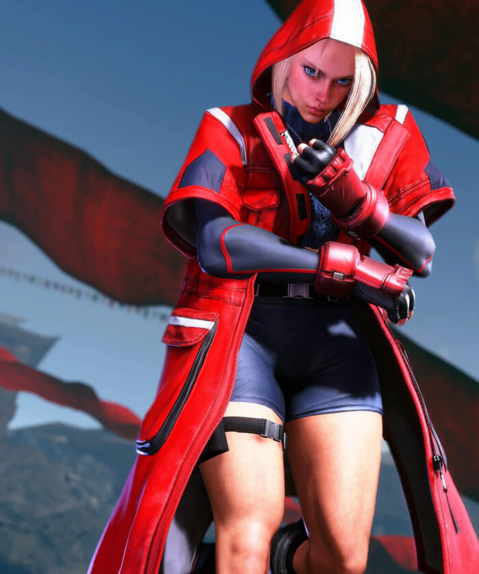 cammy-white-red-leather-coat-wear Cammy White Red Coat