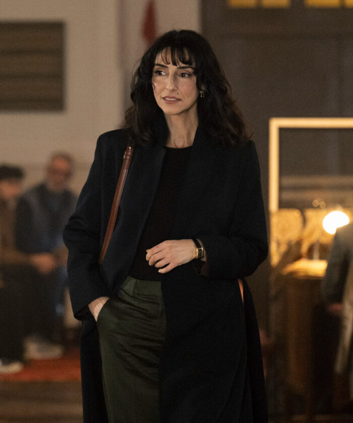 necar-zadegan-cia-s01-black-coat-outfit Necar Zadegan Black Coat