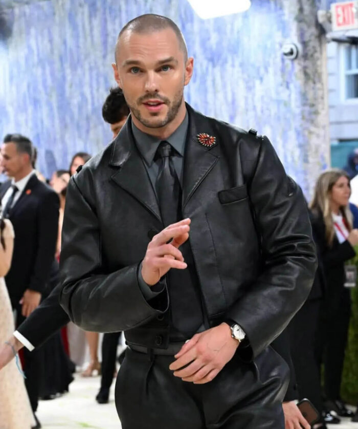 met-gala-nicholas-hoult-leather-blazer Nicholas Hoult Leather Blazer