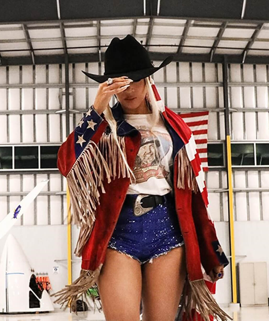 Beyonce Coachella 2024 Fringe Suede Leather Jacket